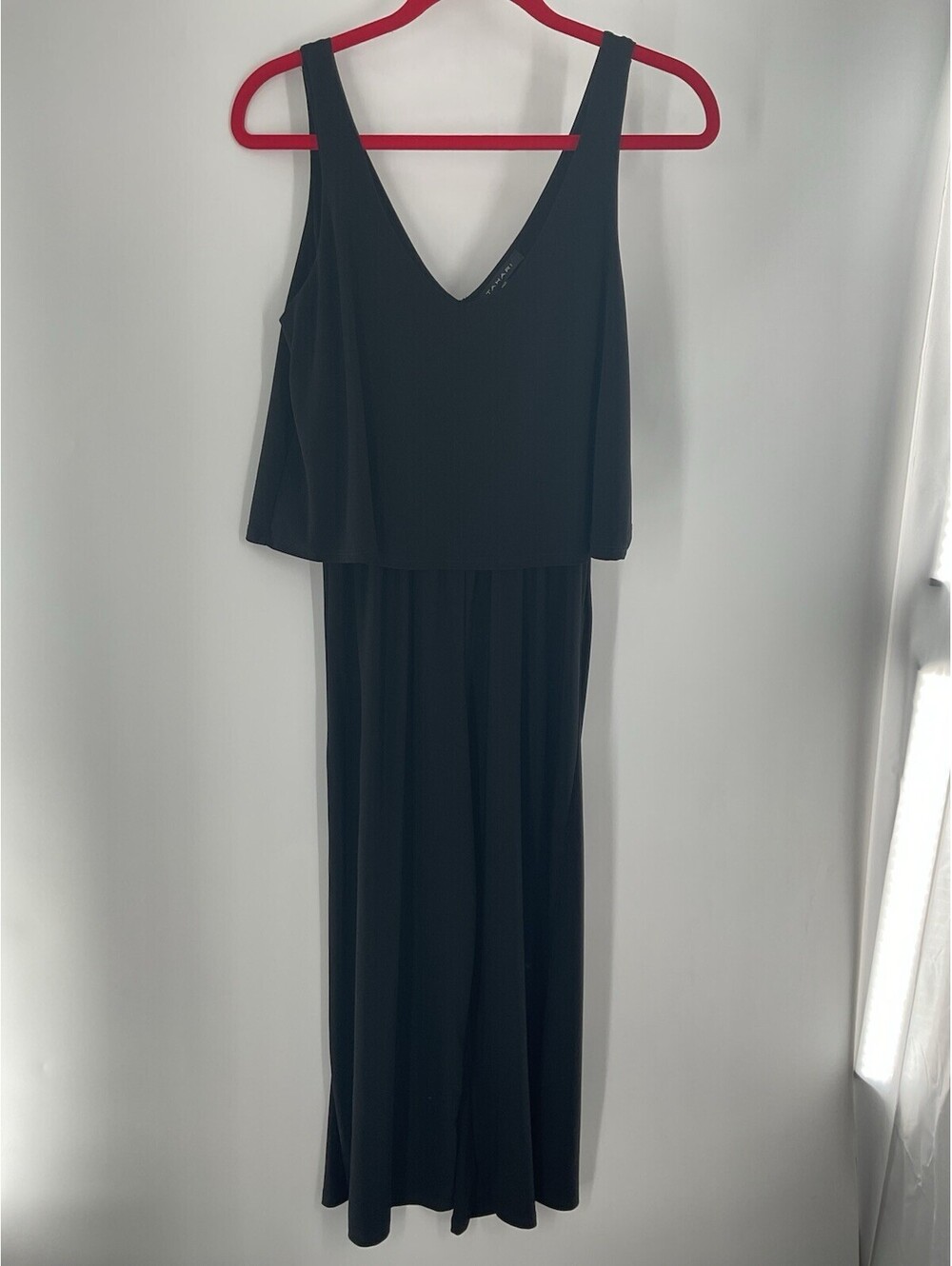 Tahari Women Size Small Jumpsuit Sleeveless Black Wide Leg Made In Usa 144